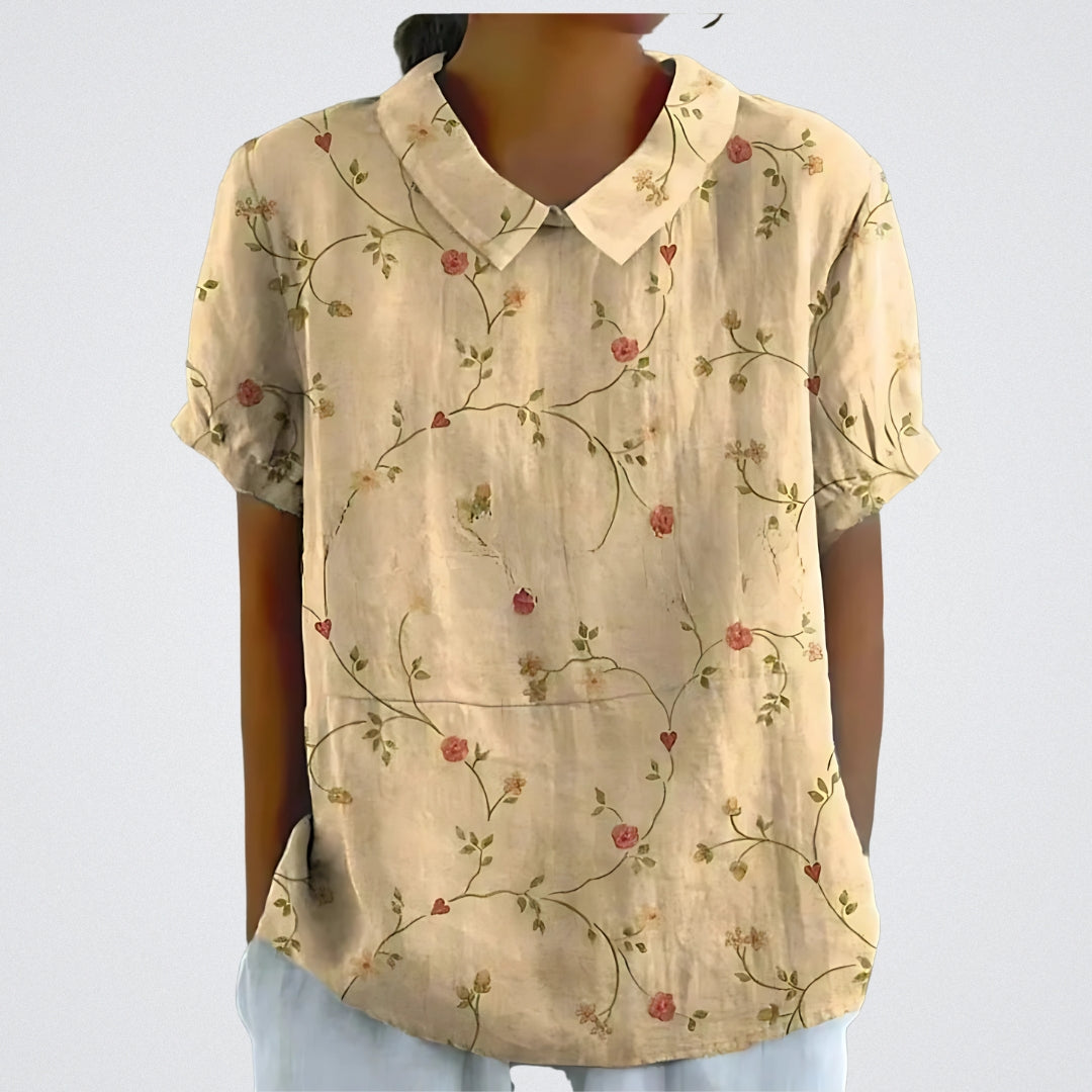 Women's Floral Linen Blouse