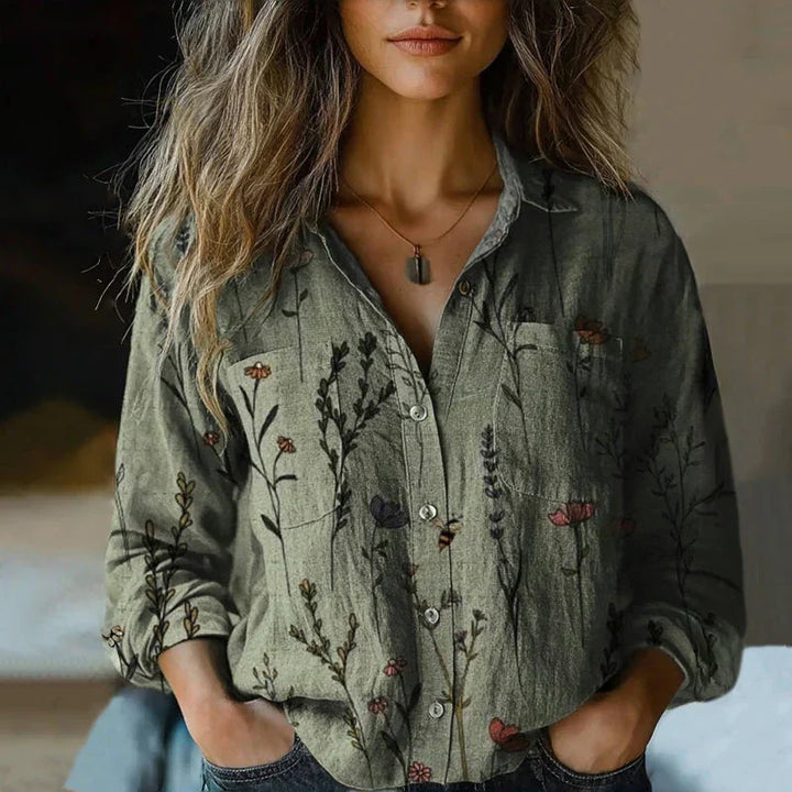 Vintage-Inspired Floral Print Blouse