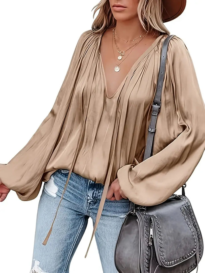 Chic Satin Blouse with Long Sleeves