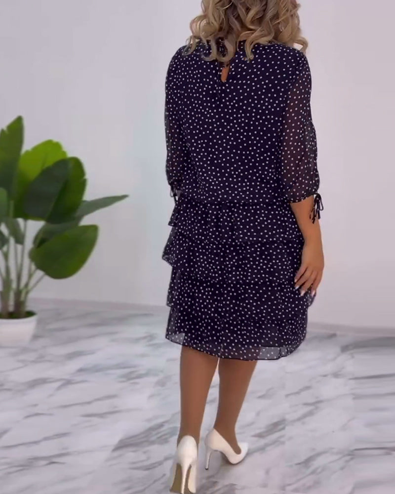 Tiered Dress with Polka Dot Design