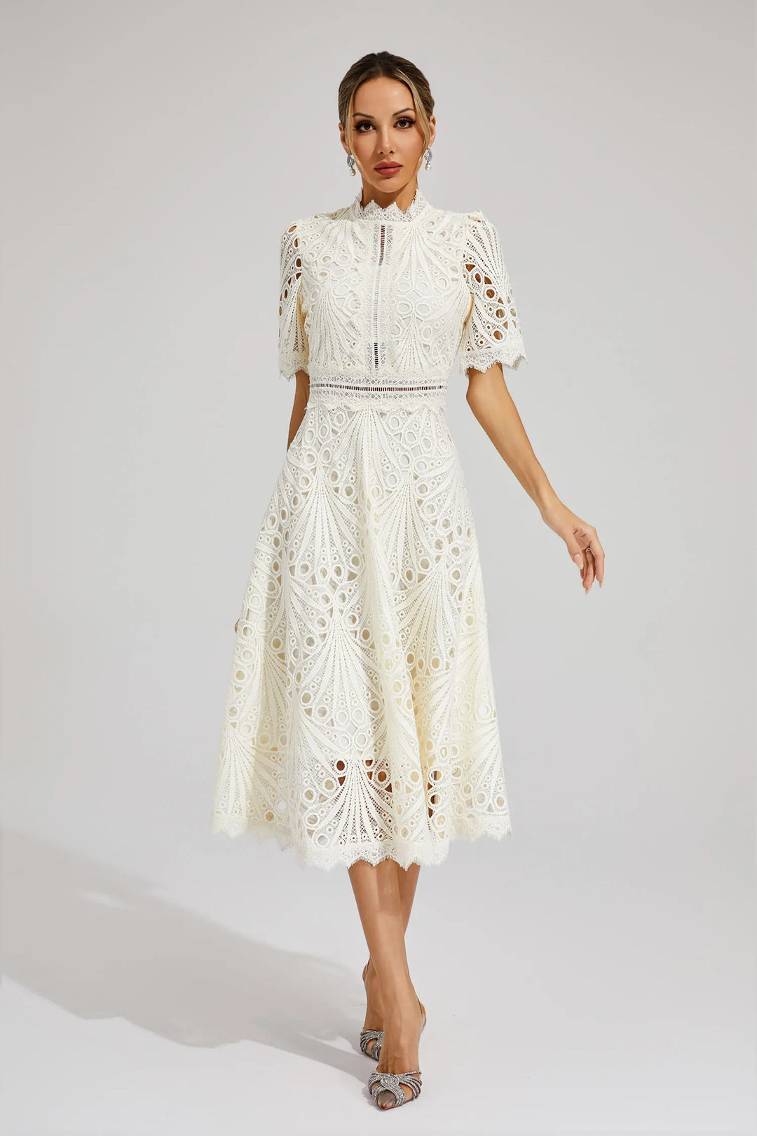 Elegant Lace Midi Dress for Women