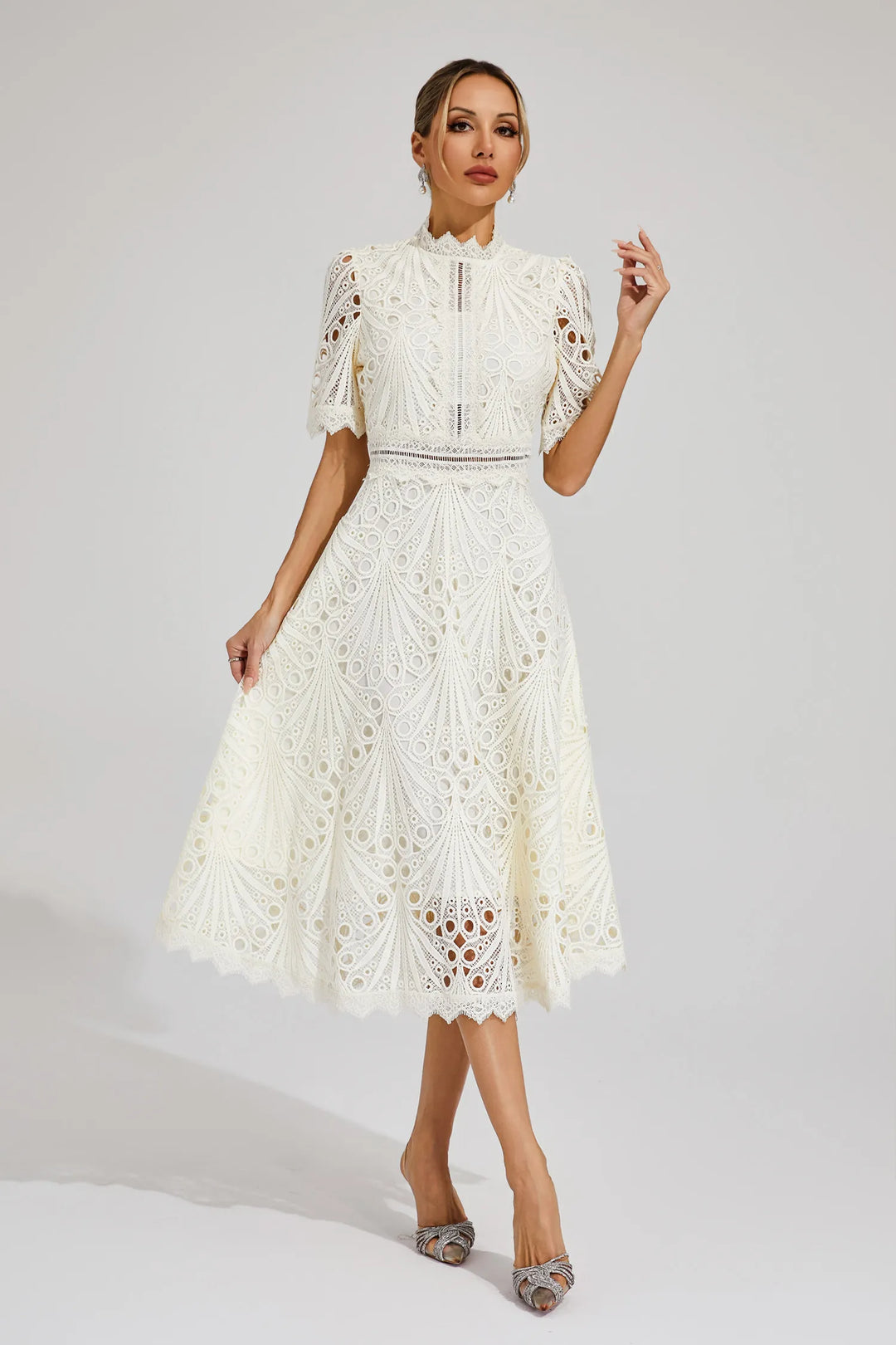 Elegant Lace Midi Dress for Women