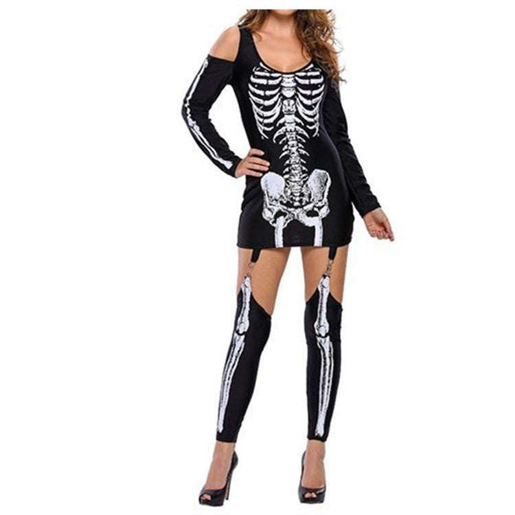 Halloween Skeleton Print Costume Outfit