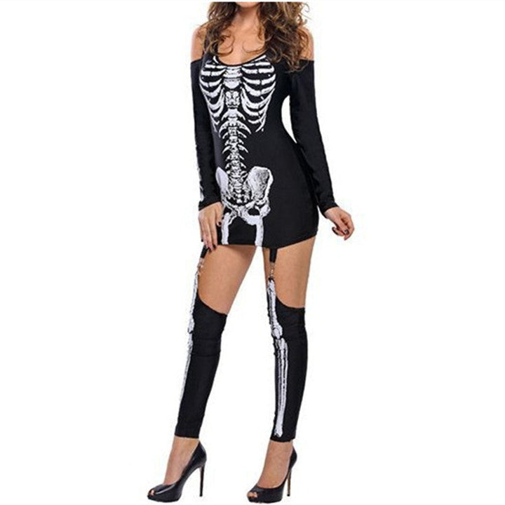 Halloween Skeleton Print Costume Outfit