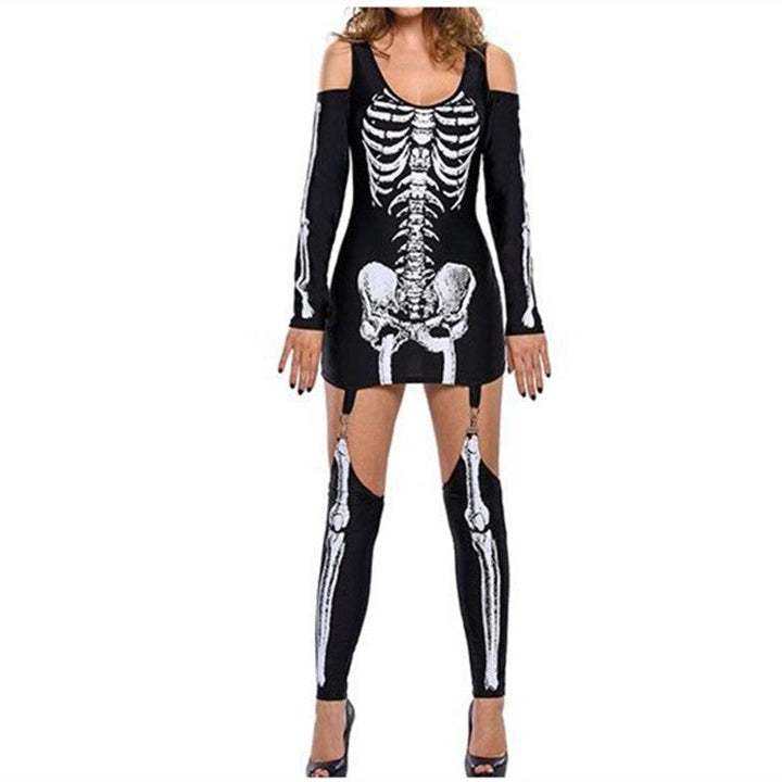 Halloween Skeleton Print Costume Outfit