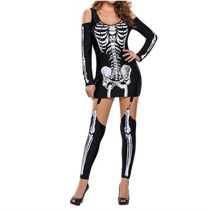 Halloween Skeleton Print Costume Outfit