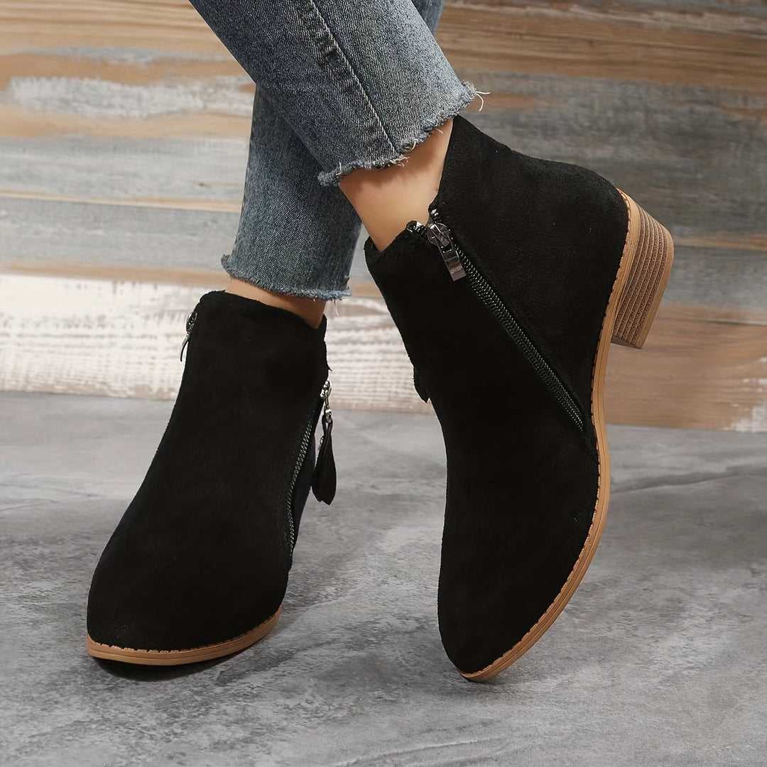 Seren - elegant pointed ankle boots with heel and zipper