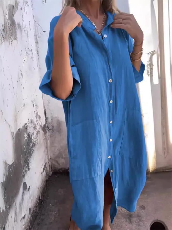 Breezy Dress with Button Accents