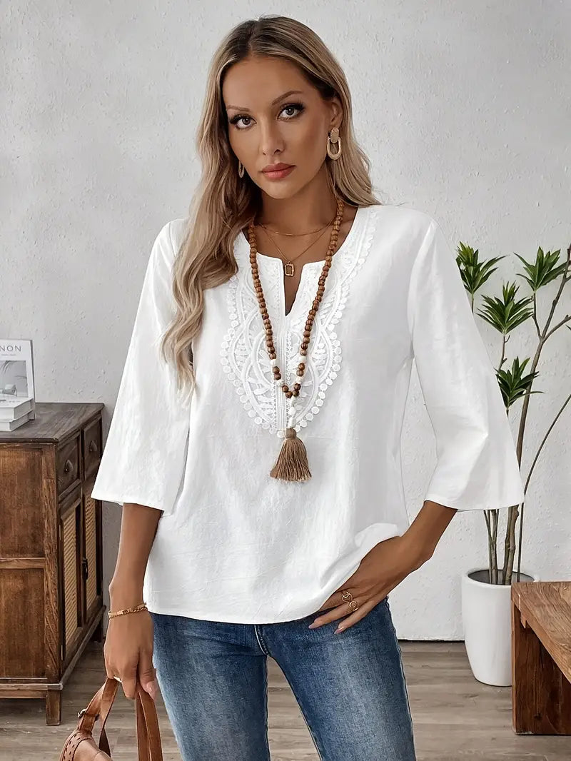 Elegant Vintage-Inspired White Blouse