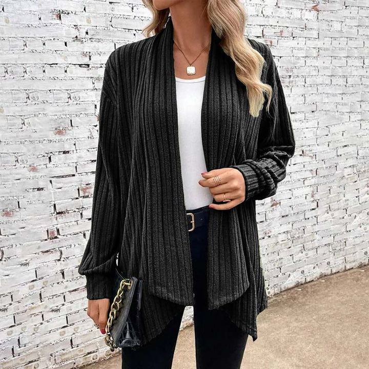 Women's ribbed open-front cardigan
