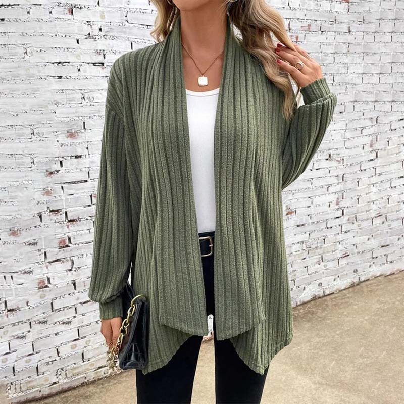 Women's ribbed open-front cardigan