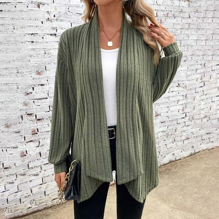 Women's ribbed open-front cardigan