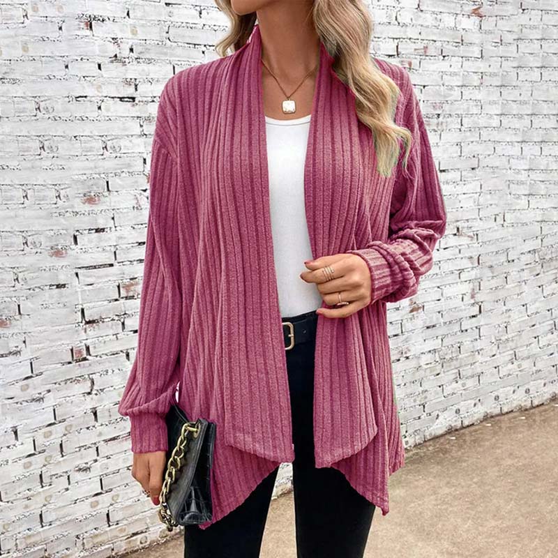 Women's ribbed open-front cardigan