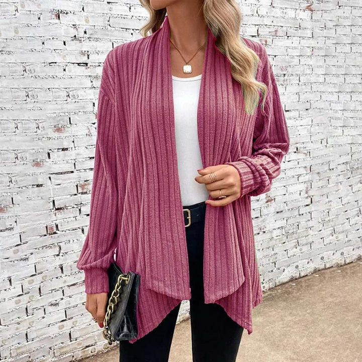 Women's ribbed open-front cardigan