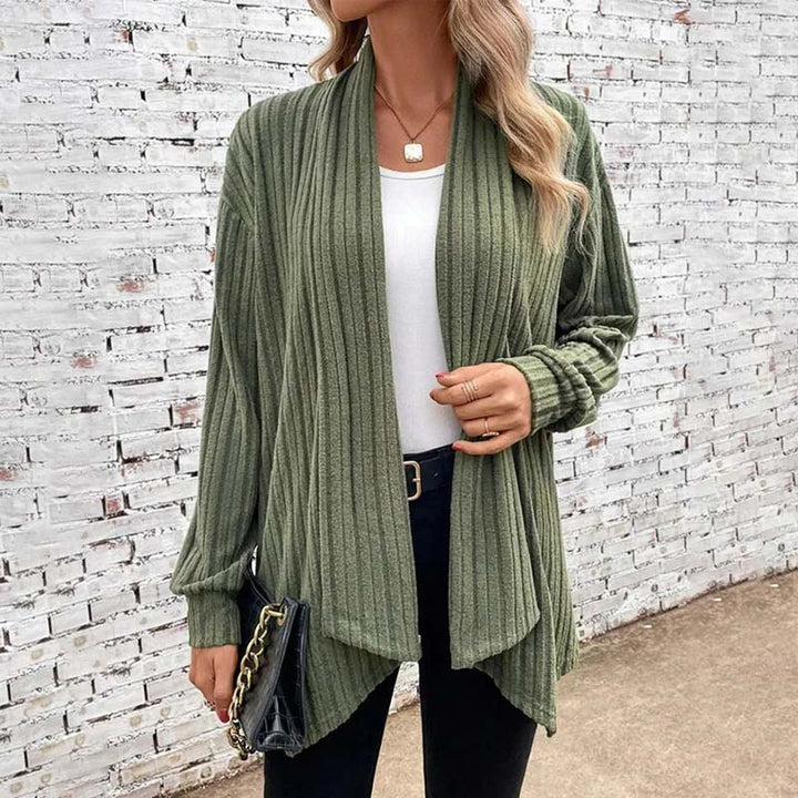 Women's ribbed open-front cardigan