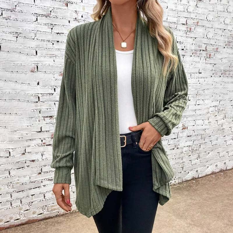 Women's ribbed open-front cardigan