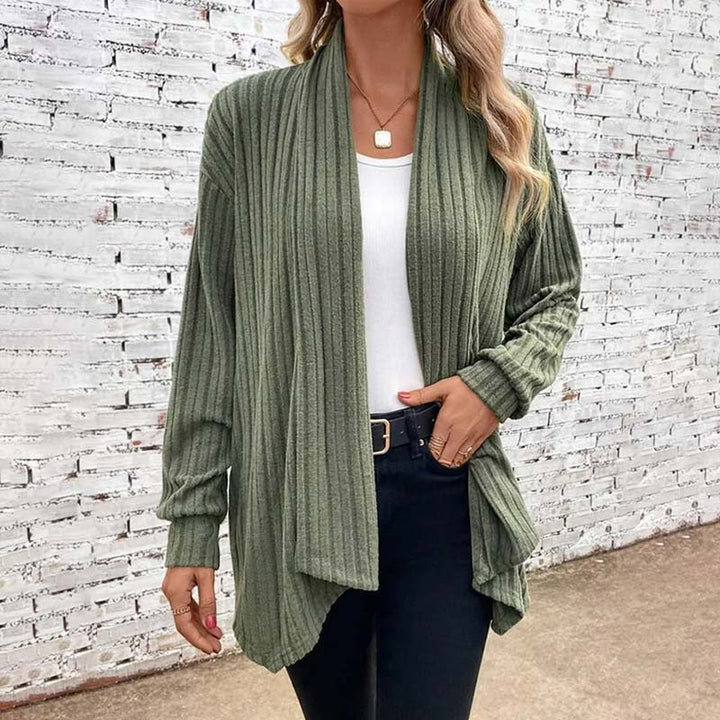 Women's ribbed open-front cardigan