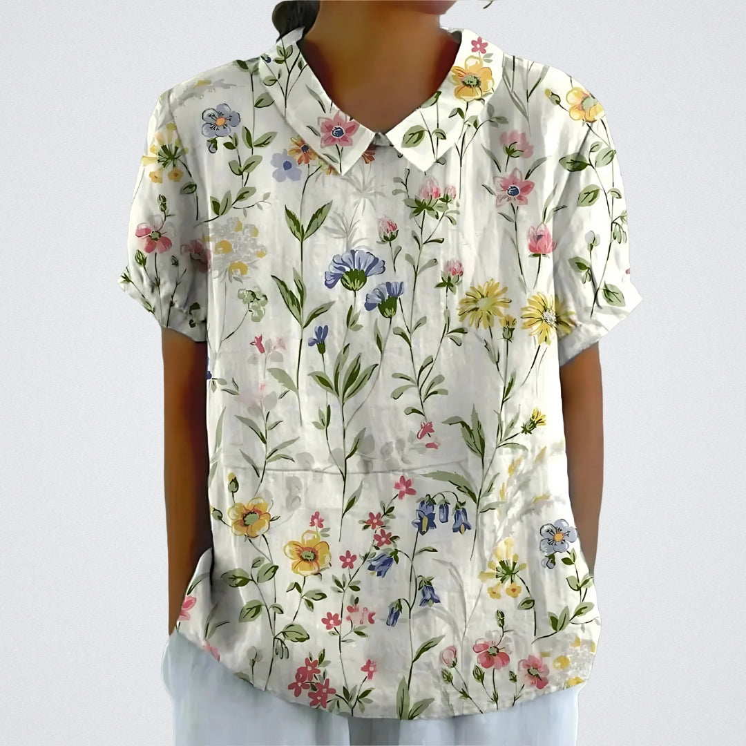 Women's Floral Linen Blouse