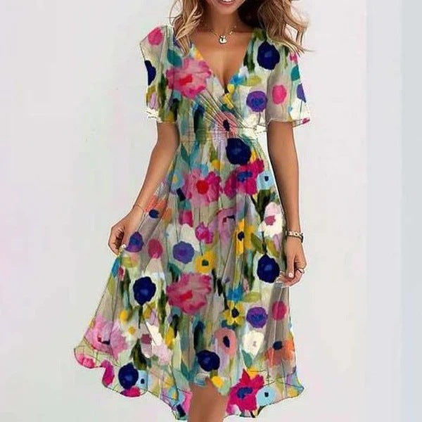 Elegant Floral Midi Dress for Women