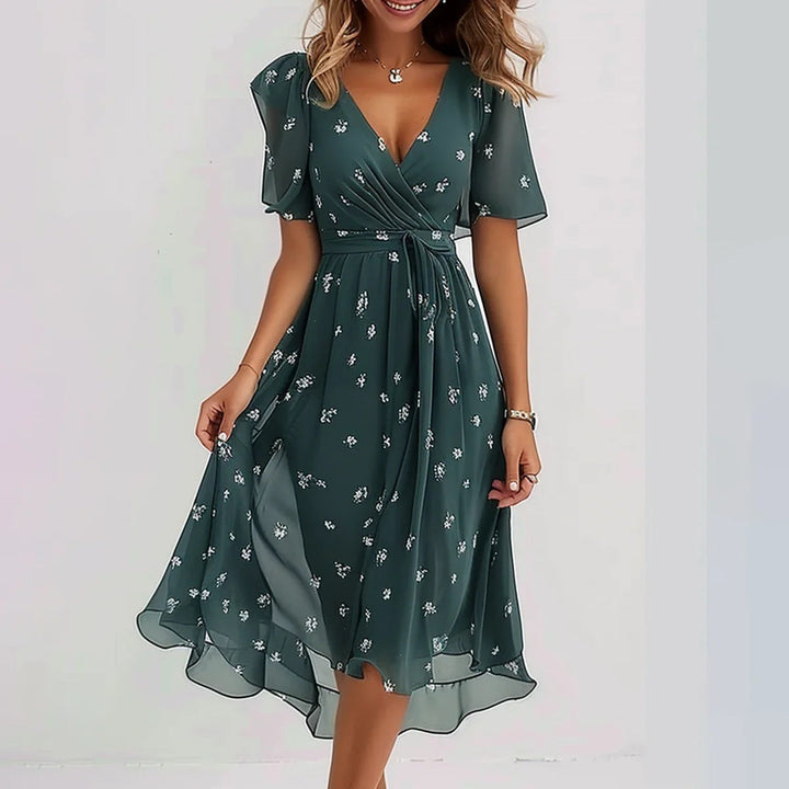Elegant Floral Midi Dress for Women