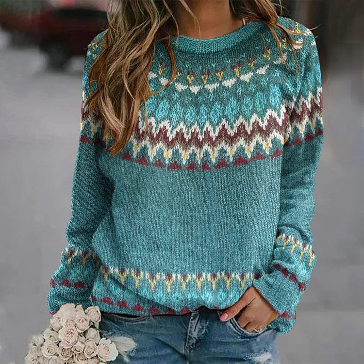 Women's colorful geometric pattern sweater