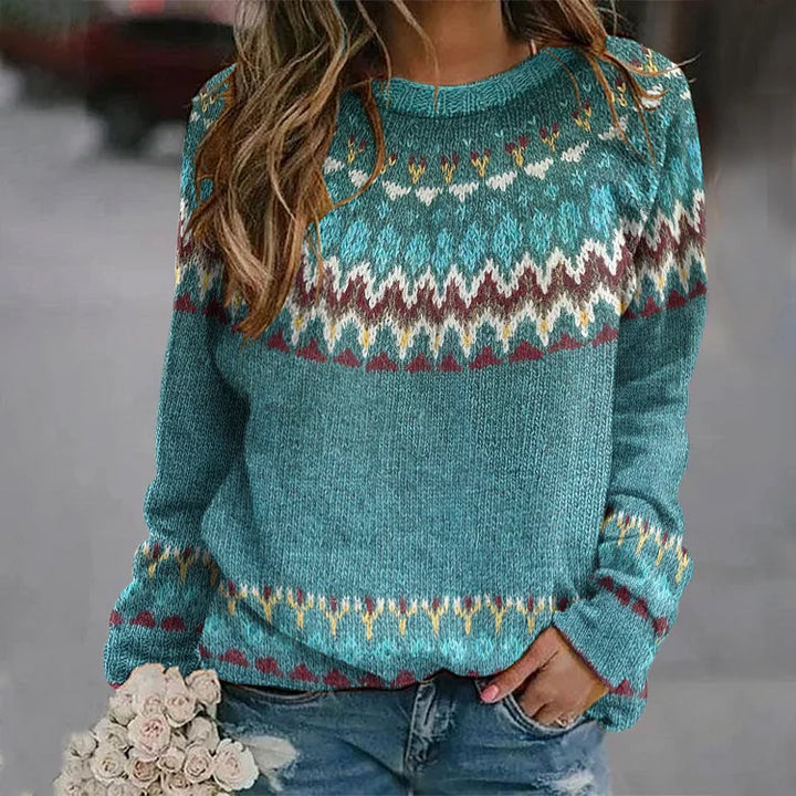 Women's colorful geometric pattern sweater