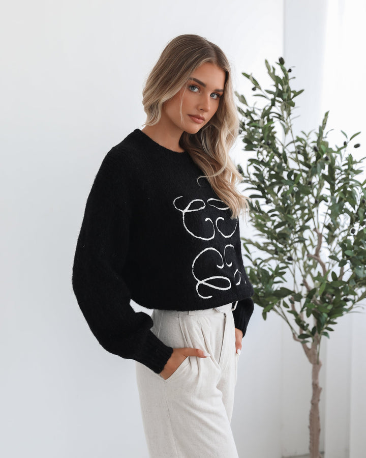 Adelaine Knit - Black Print