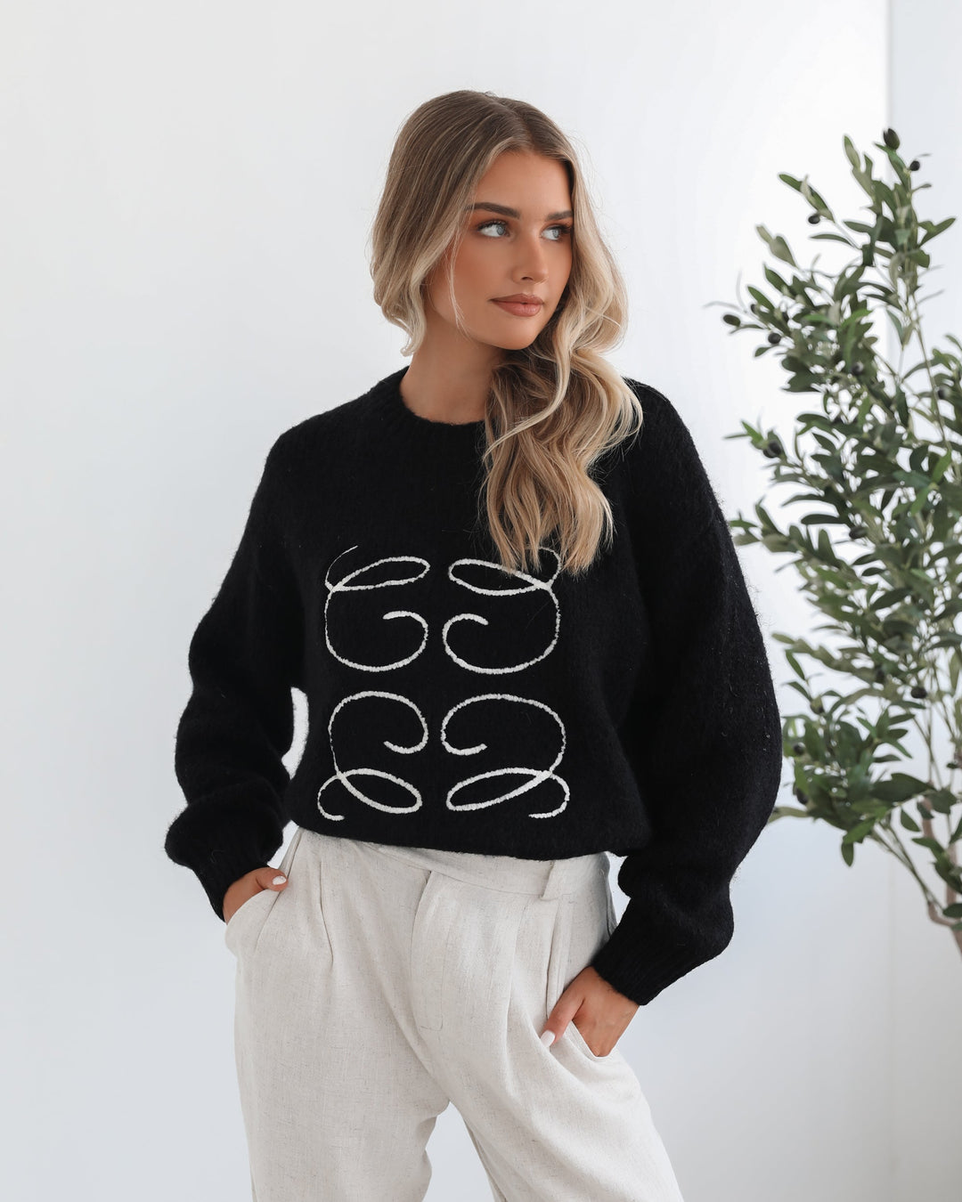 Adelaine Knit - Black Print