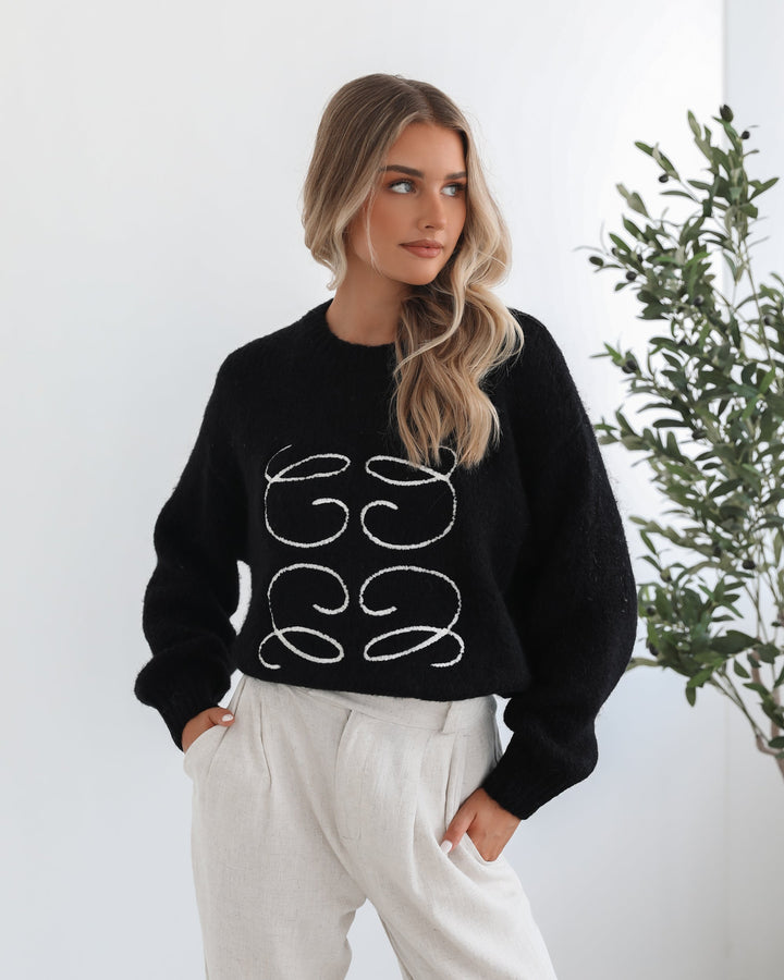 Adelaine Knit - Black Print