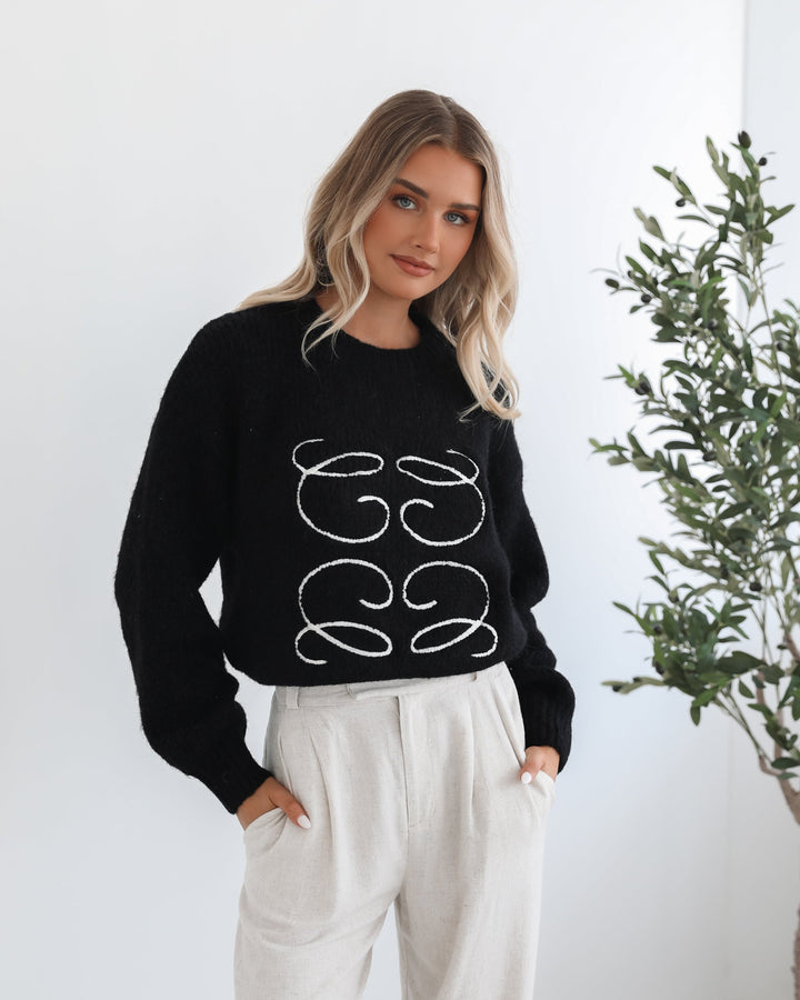 Adelaine Knit - Black Print