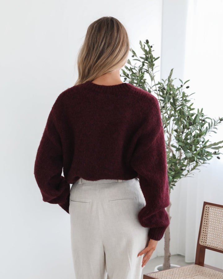 Adelaine Knit - Wine Print