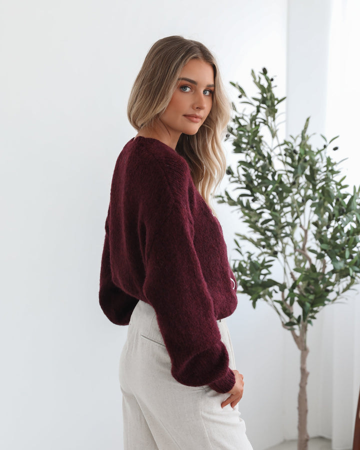 Adelaine Knit - Wine Print