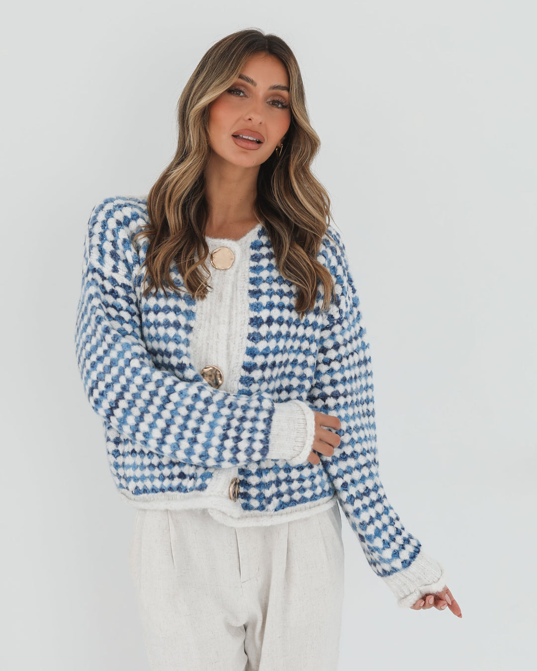 Aica Cardigan - Blue Print