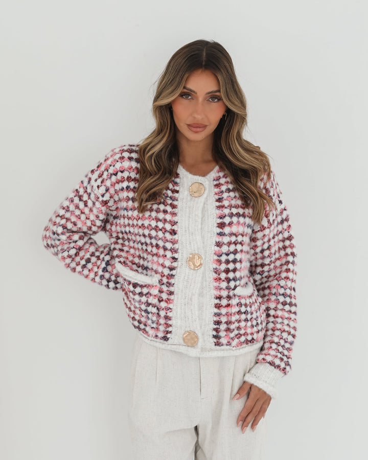 Aica Cardigan - Pink Print