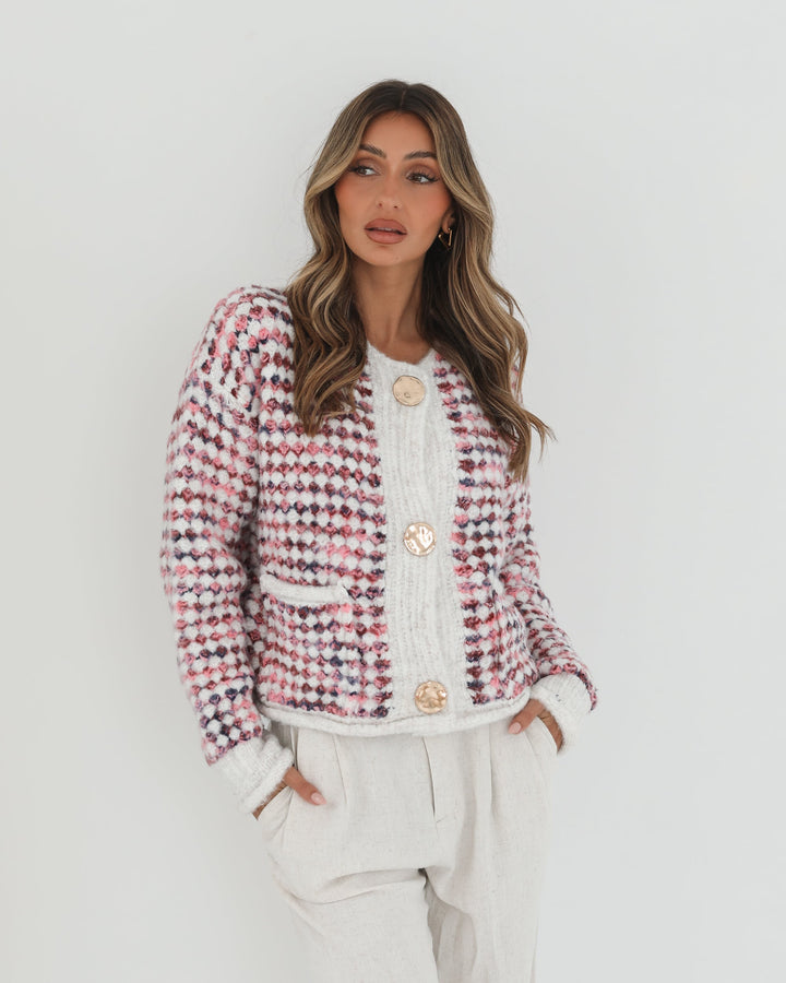 Aica Cardigan - Pink Print