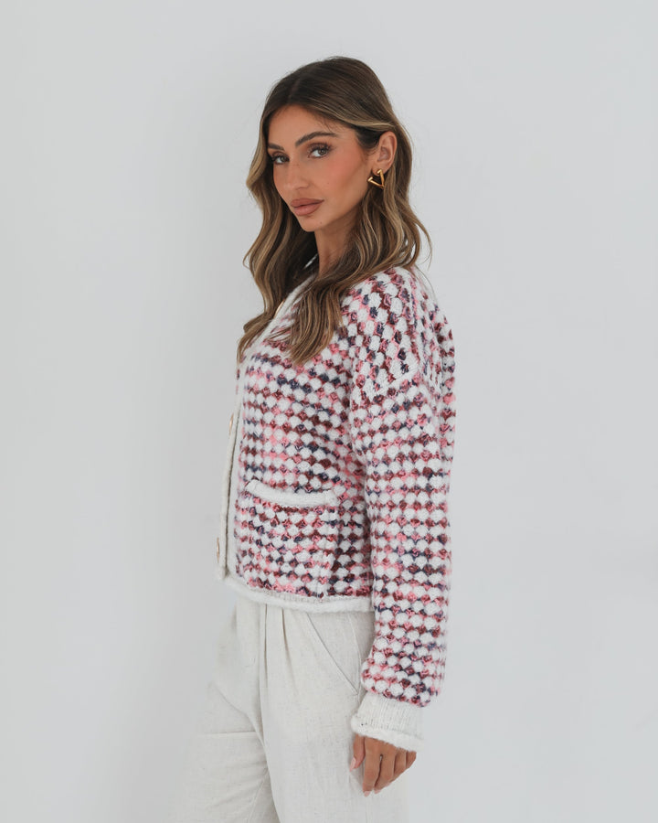 Aica Cardigan - Pink Print