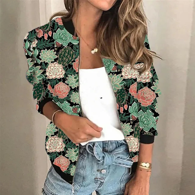 Women's splatter print bomber jacket for a playful look