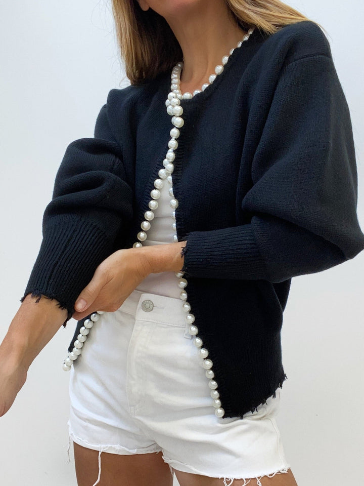 Women's pearl-trimmed cardigan