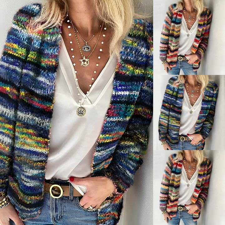 Women's multicolored knit cardigan
