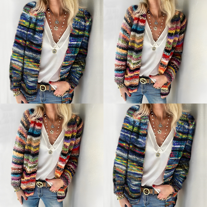 Women's multicolored knit cardigan