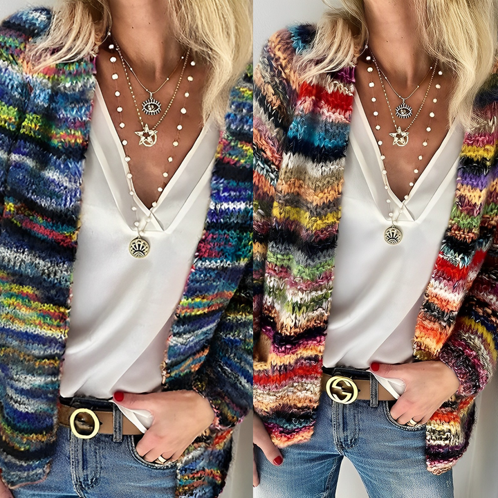 Women's multicolored knit cardigan