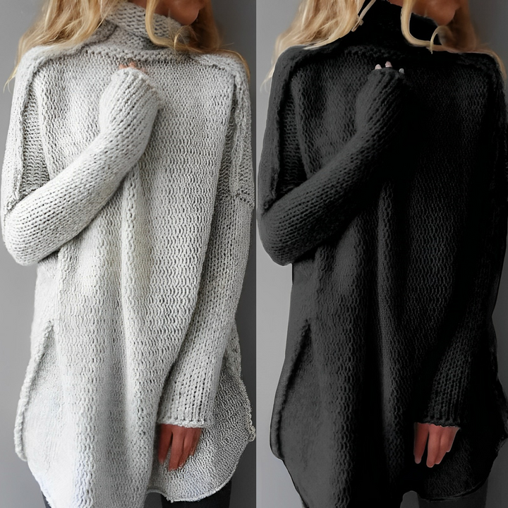 Women's Oversized Turtleneck Knit Sweater - Cozy Chunky Pullover, Stylish Winter Wear