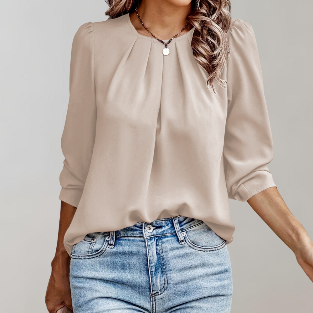 Women's Blouse with Pleats and Puff Sleeves