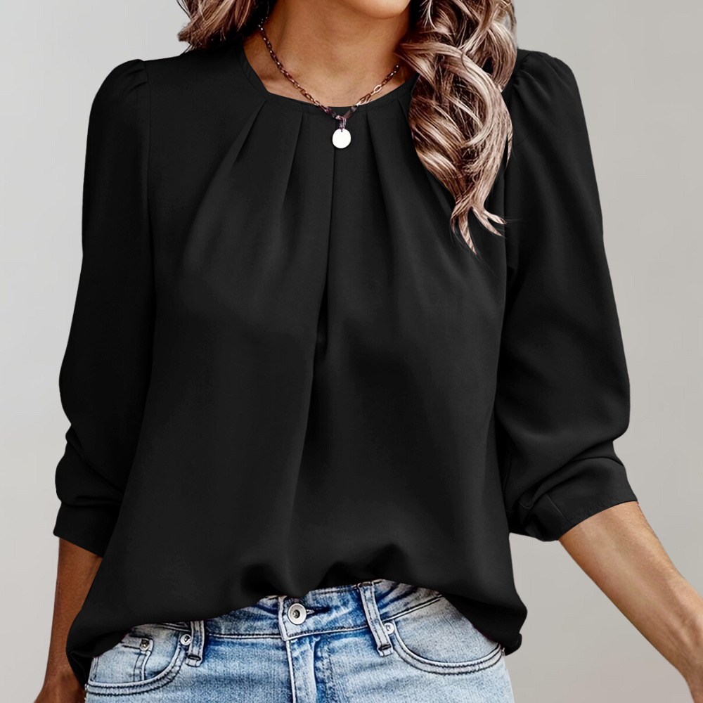 Women's Blouse with Pleats and Puff Sleeves