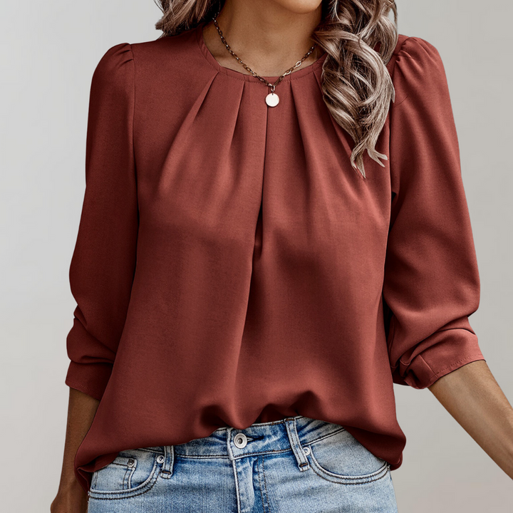 Women's Blouse with Pleats and Puff Sleeves