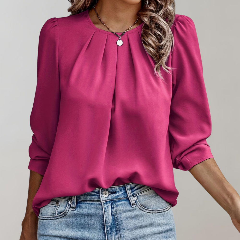 Women's Blouse with Pleats and Puff Sleeves