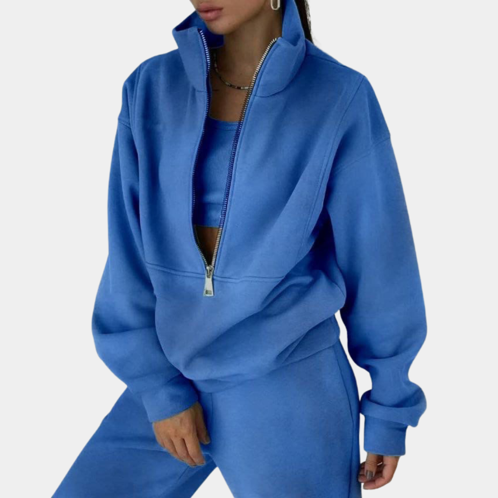 Women's Stylish Tracksuit with Zippered Pullover