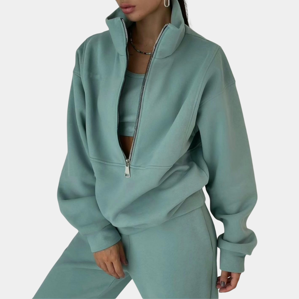 Women's Stylish Tracksuit with Zippered Pullover