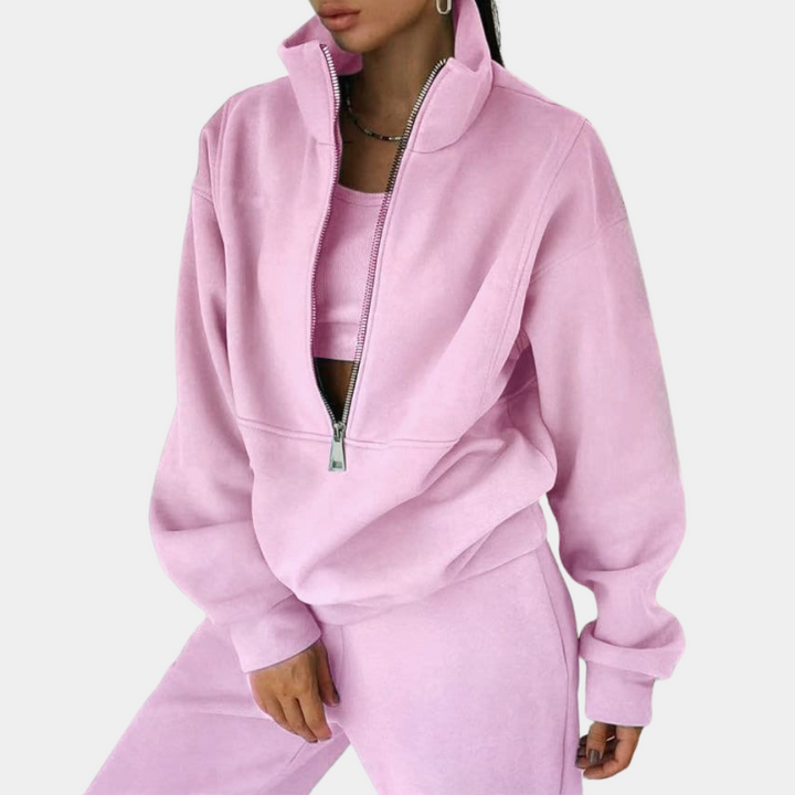 Women's Stylish Tracksuit with Zippered Pullover