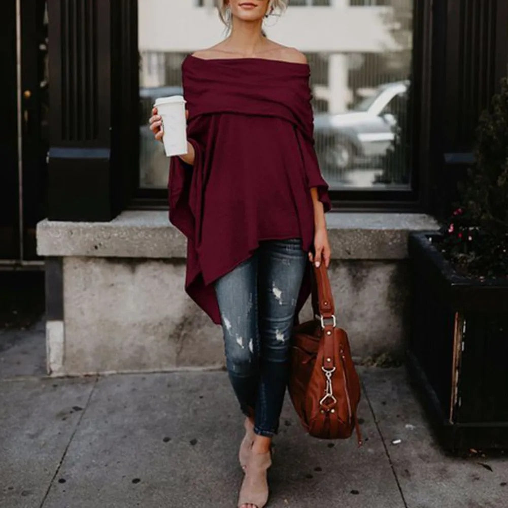 Women's off-shoulder asymmetrical top for casual chic